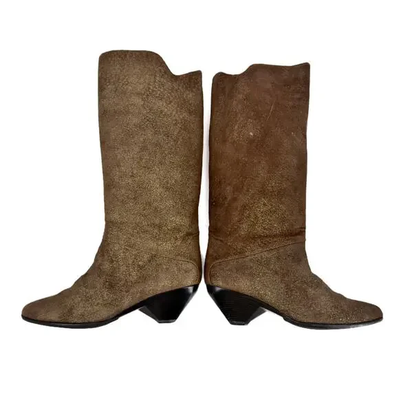 Vintage Casadei Textured Metallic Leather Tall Knee Boots size 6